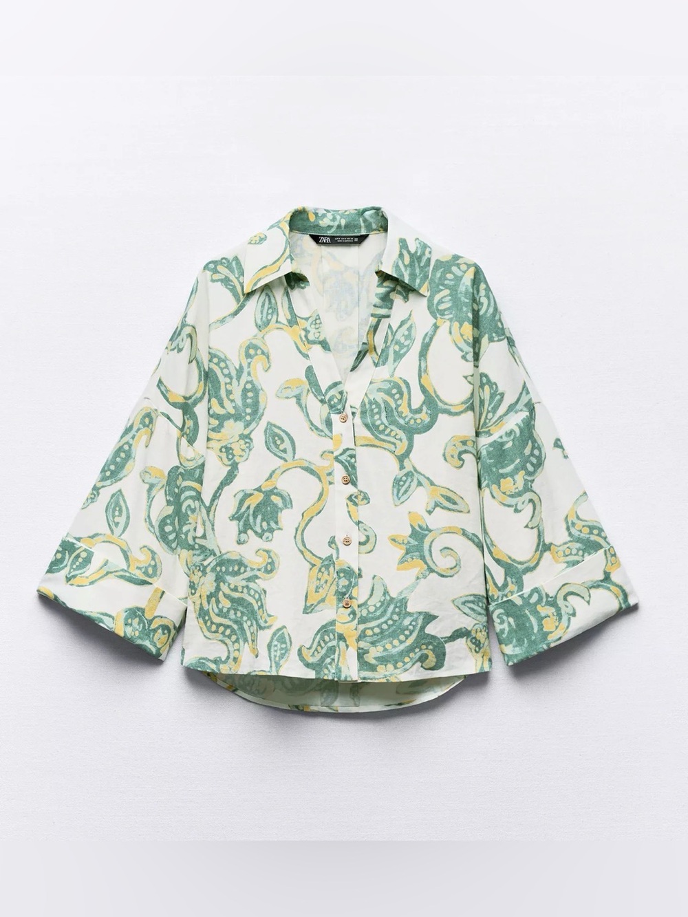Zara Printed Linen Blend Shirt